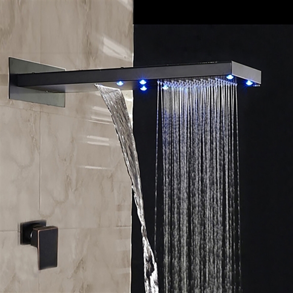 BathSelect Rainfall LED Color Changes Shower Faucet Single Handle Oil Rubbed Bronze Shower